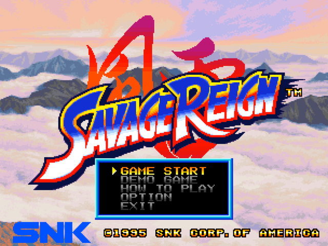 Savage Reign title screen for Neo Geo CD